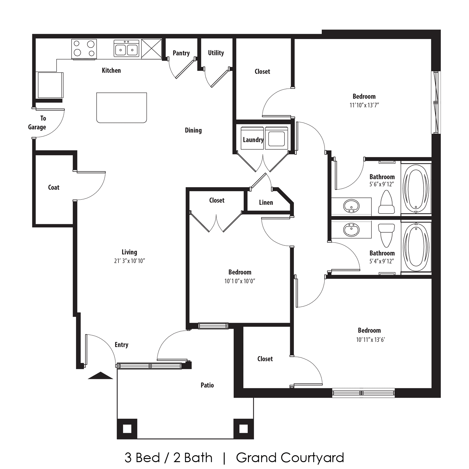 3 Bedroom Floor Plan at Legacy Commons, Omaha, 68130